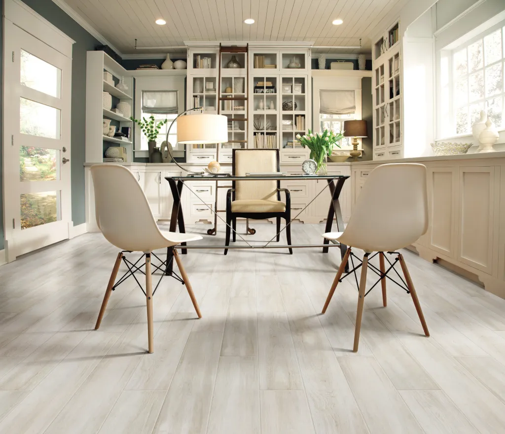 Office room with tile flooring