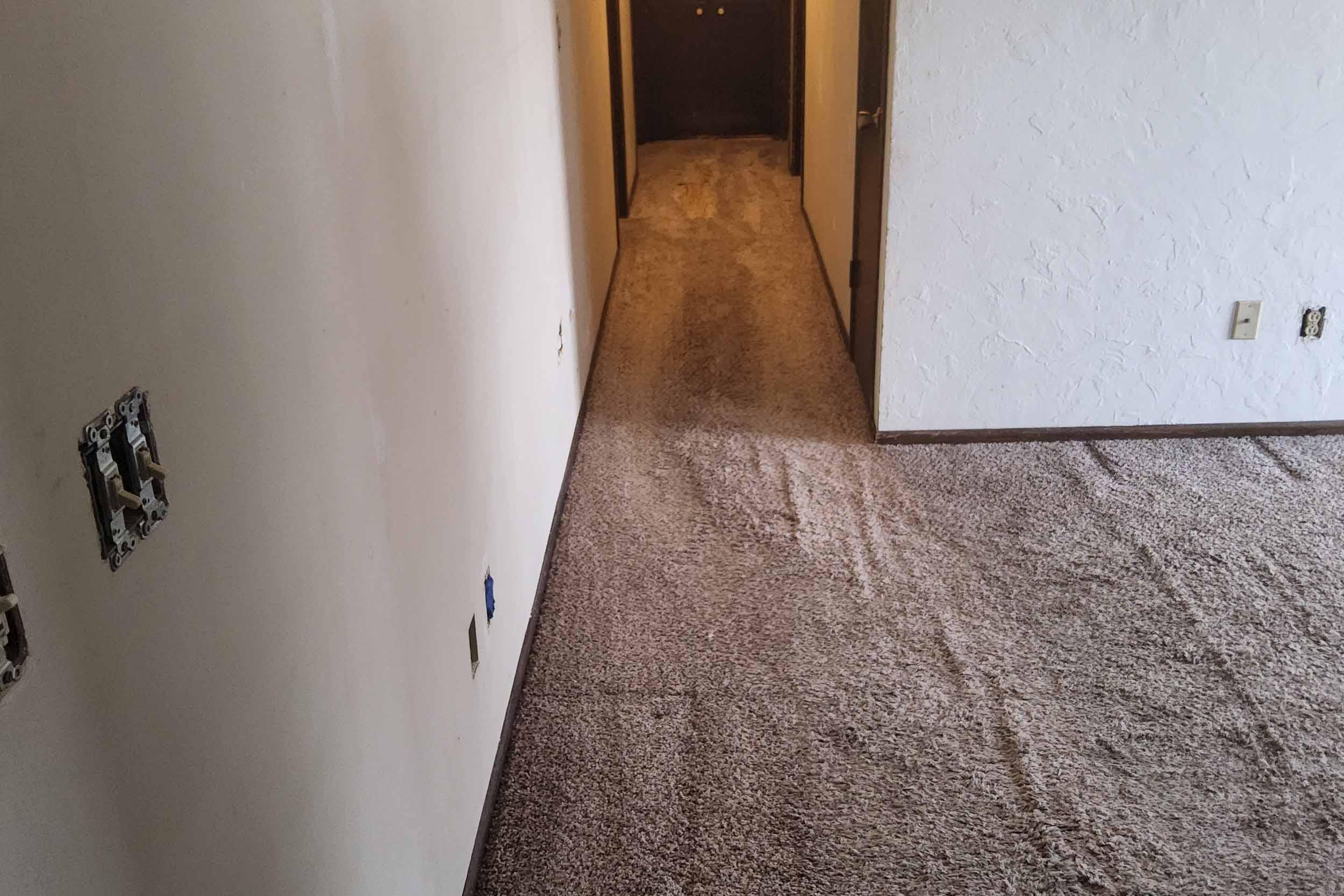 old carpeted hallway