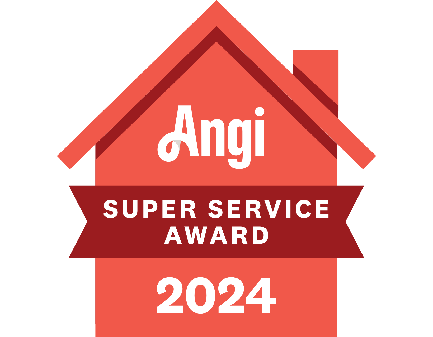 red house with the words Angi Super Service Award 2024 logo